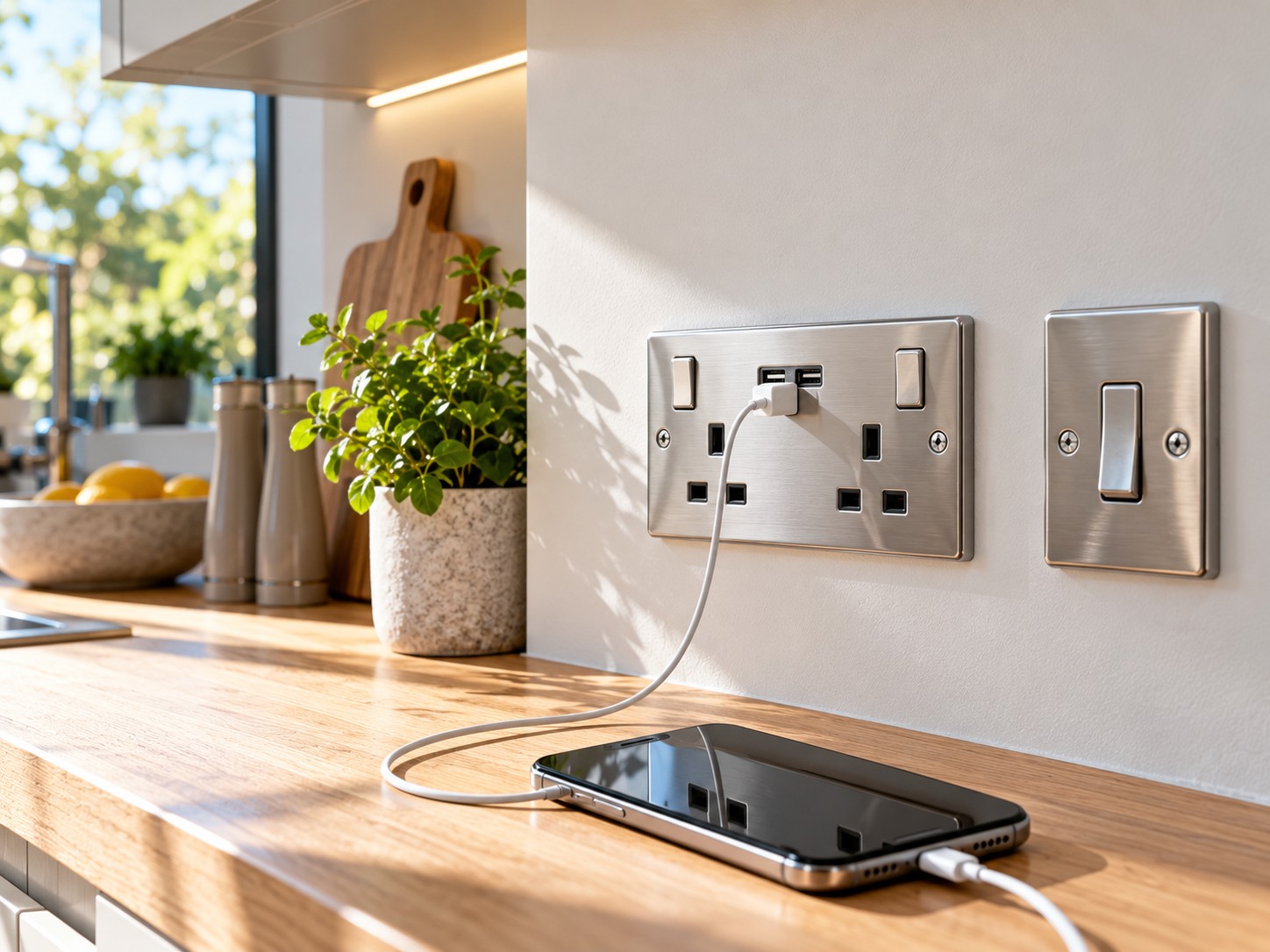 New chrome USB socket